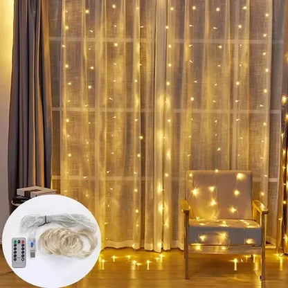 ✨ CORTINA DE LUCES LED DECORATIVAS – LUZ CÁLIDA 3x3 M ✨