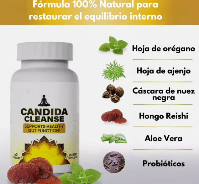 Candida Cleanse 🌿 60 cápsulas | Mejora tu digestión 💦 y reduce la hinchazón 💪
